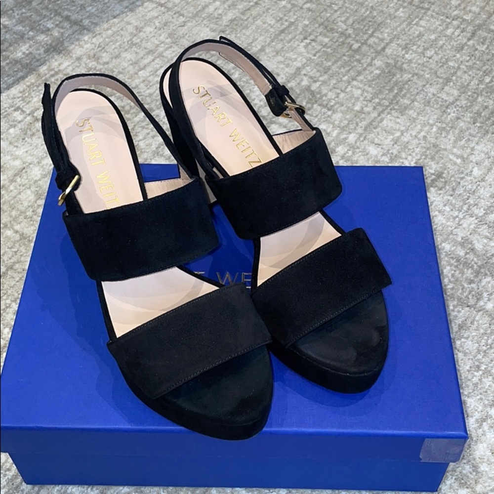 Stuar Weitzman Ono Sandal, black suede, NWB,Size 9
